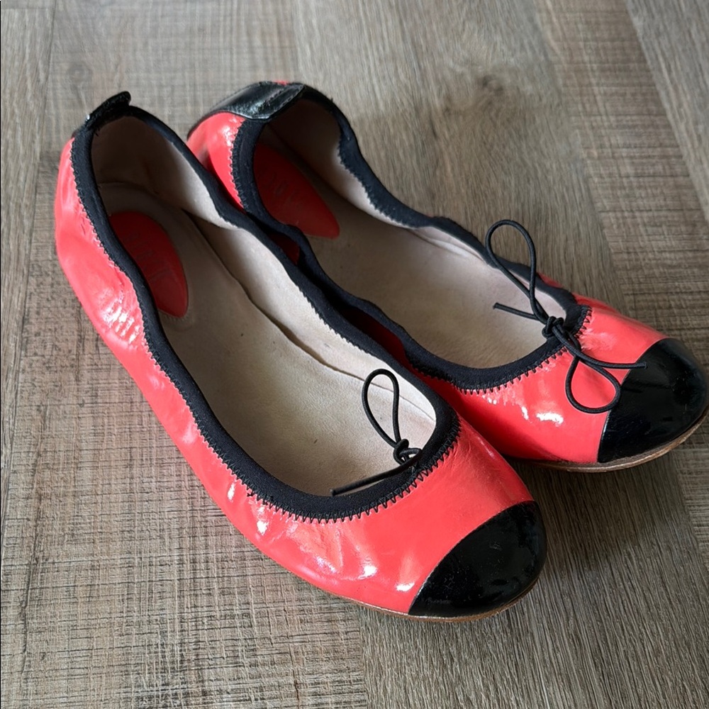 Bloch Coral and Black Patent Ballet Flats